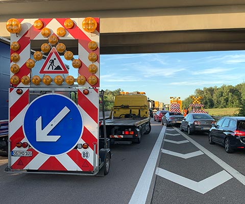 Absperrung auf der Autobahn